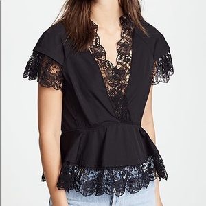 ALC Black Lace Albany Peplum Top